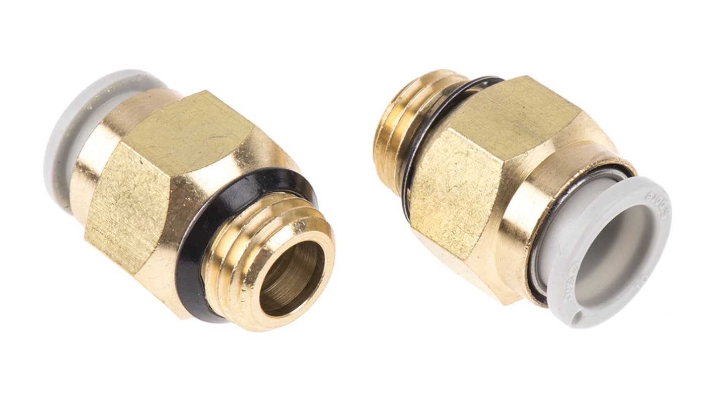 SMC KQ2 Series Straight Threaded Adaptor, Uni 1/4 Male to Push In 10 mm, Threaded-to-Tube Connection Style
