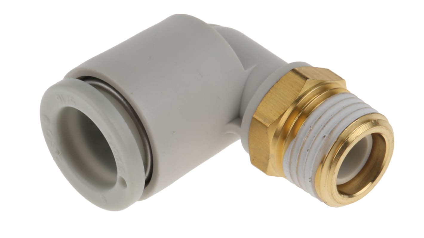 Adaptateur fileté coudé SMC KQ2 vers Enfichable, 8 mm R 1/8 Mâle