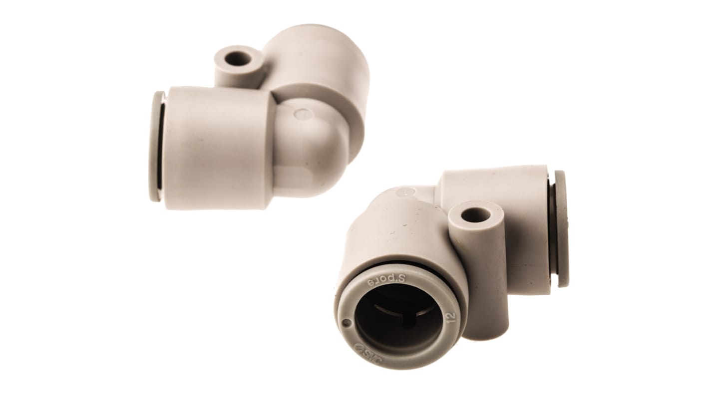 SMC KQ2 Series Elbow Tube-toTube Adaptor, Push In 12 mm to Push In 10 mm, Tube-to-Tube Connection Style