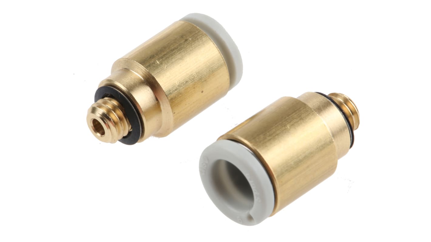 SMC KQ2 Series Straight Threaded Adaptor, M5 Male to Push In 6 mm, Threaded-to-Tube Connection Style