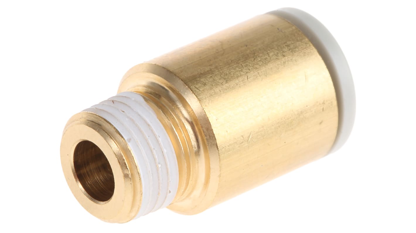 SMC KQ2 Series Straight Threaded Adaptor, R 1/8 Male to Push In 8 mm, Threaded-to-Tube Connection Style