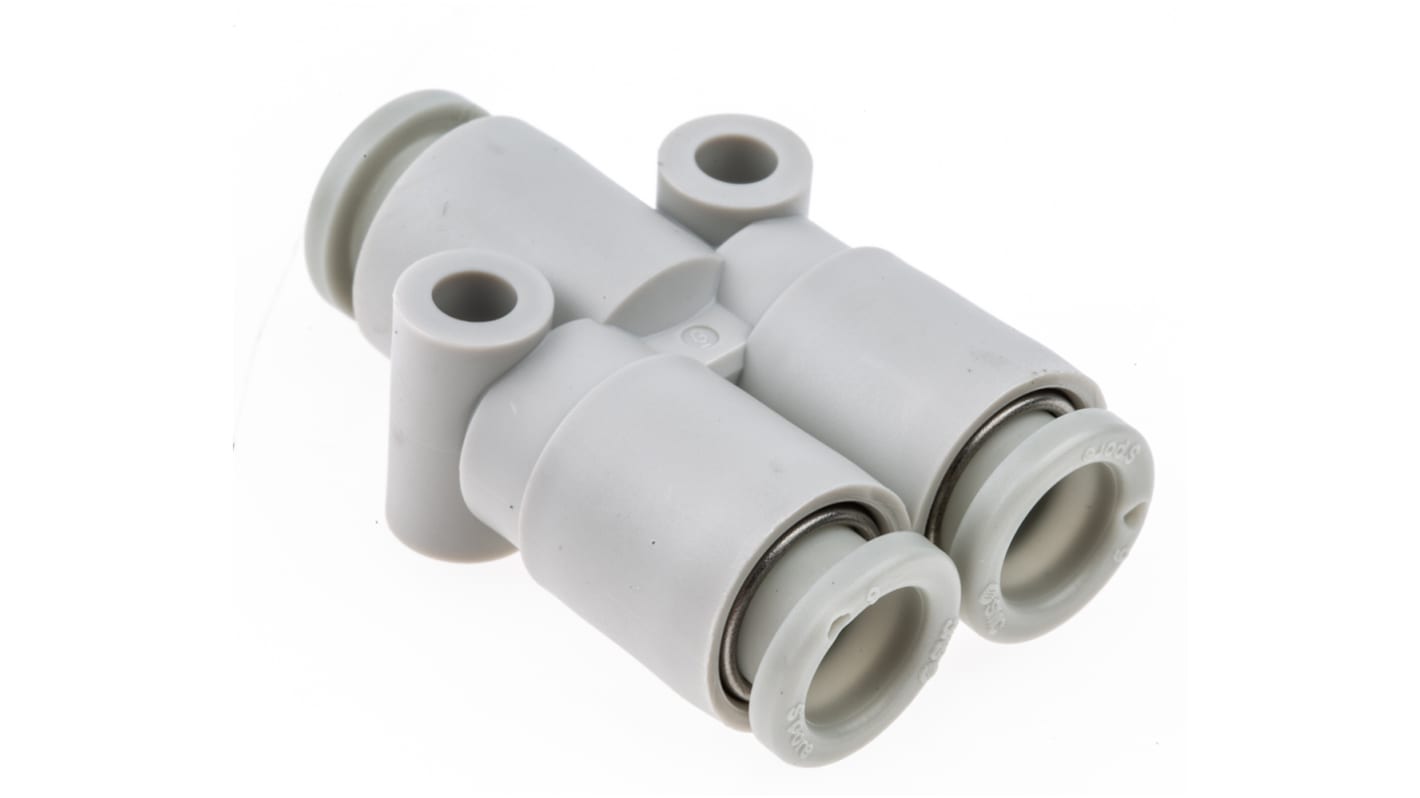 SMC KQ2 Series Y Tube-to-Tube Adaptor, Push In 6 mm to Push In 6 mm, Tube-to-Tube Connection Style