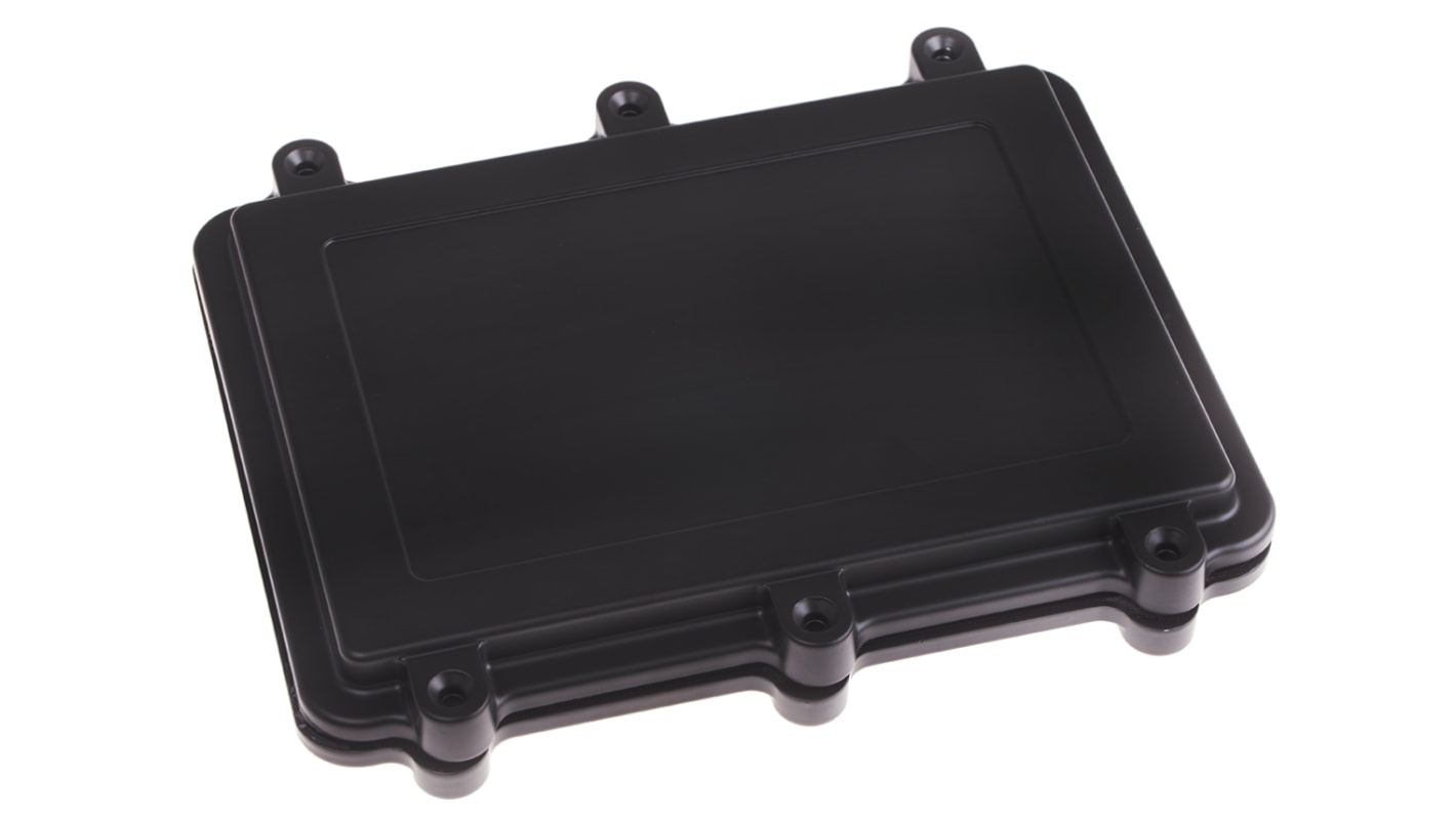 RS PRO Black Aluminium Enclosure, IP67, Flanged, Black Lid, 200 x 150 x 28mm