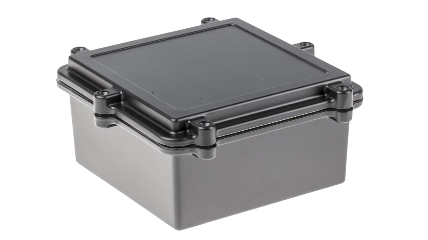 RS PRO Black Aluminium Enclosure, IP67, Flanged, Black Lid, 162 x 162 x 80mm