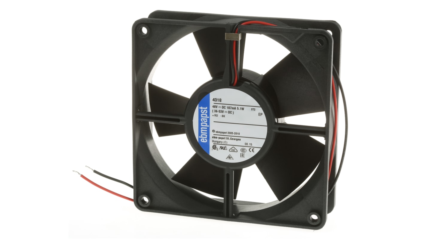 Axiální ventilátor, řada: 4300 DC, 119 x 119 x 32mm, průtok vzduchu: 170m³/h 5W 48 V DC