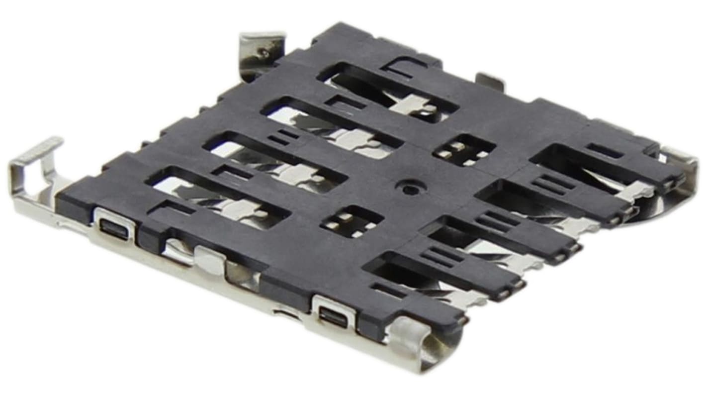 Conector para tarjeta de memoria Micro SIM Molex de 6 contactos, paso 2.54mm, 1 fila, montaje superficial, Push/Pull