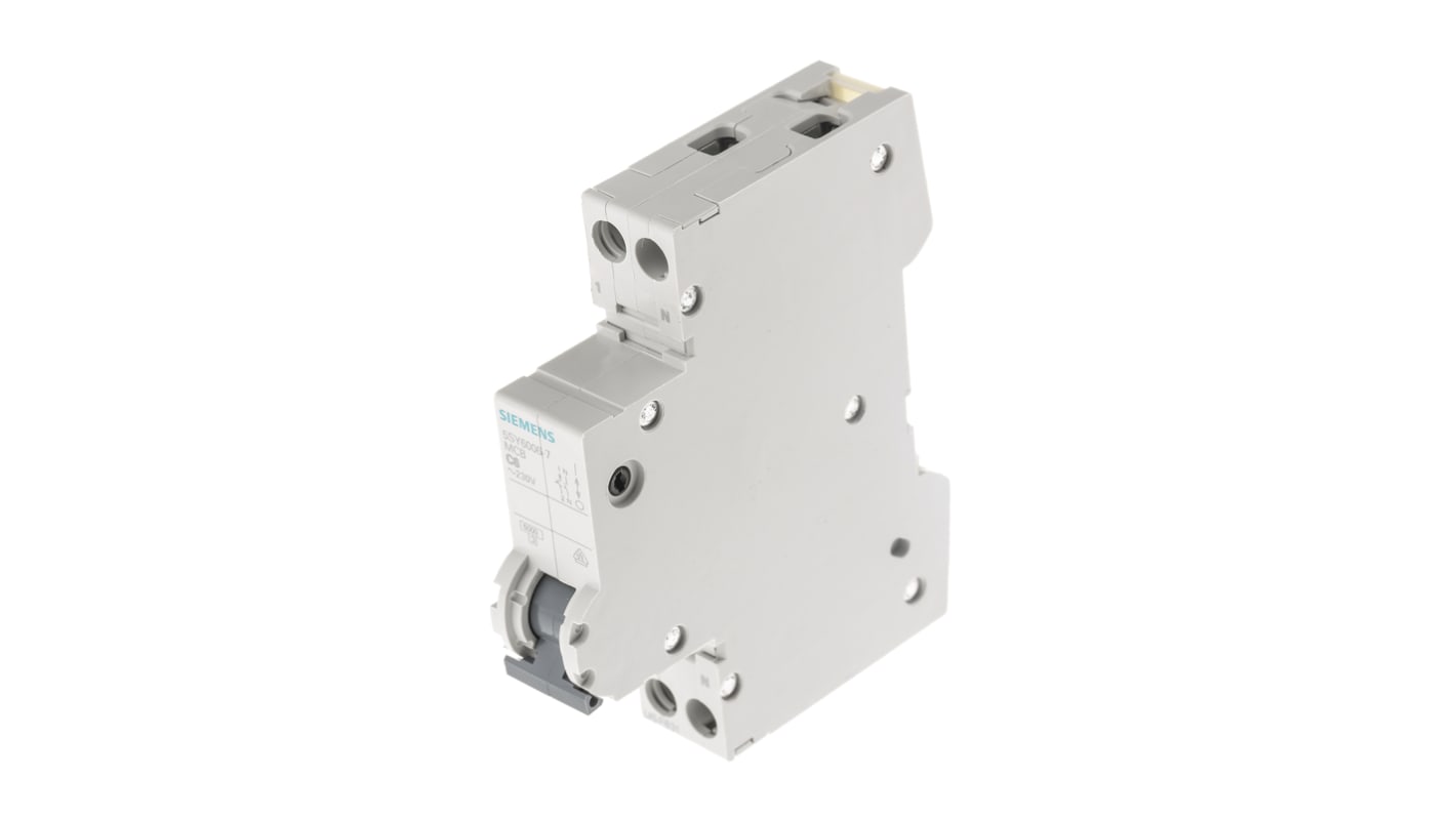 Siemens Sentron 5SY6 MCB Mini Circuit Breaker, 6A Curve C, 230V AC, 6 kA Breaking Capacity