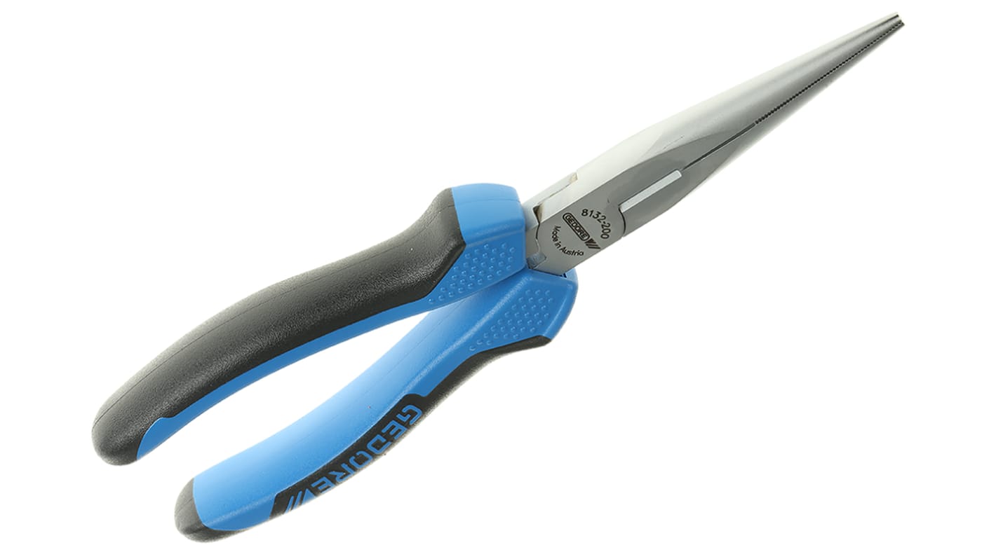 8132200 JC Gedore Long Nose Pliers, 200 mm Overall, Straight Tip, 75