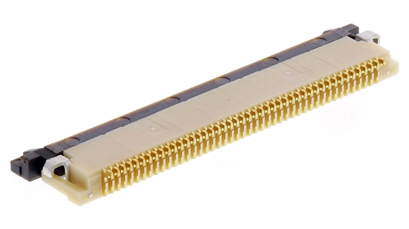 Hirose FPC konnektor, Hun, FH12 Serien, 45-Polet, 0.5mm deling, 1 Række, Retvinklet, , SMD, kontaktbelægning: Guld, ZIF