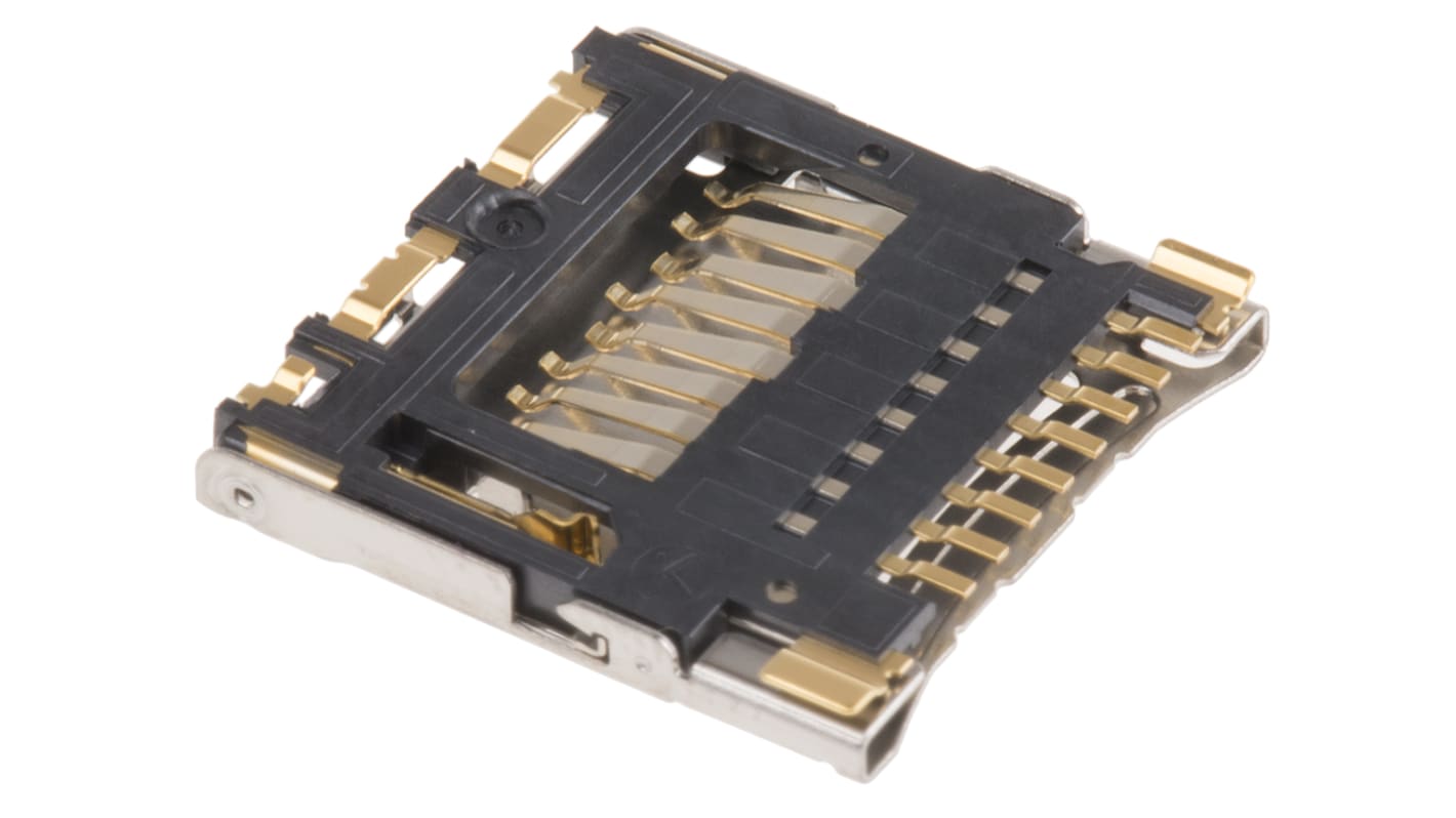 Hirose 8 Way Right Angle Micro SD Memory Card Connector With Solder Termination