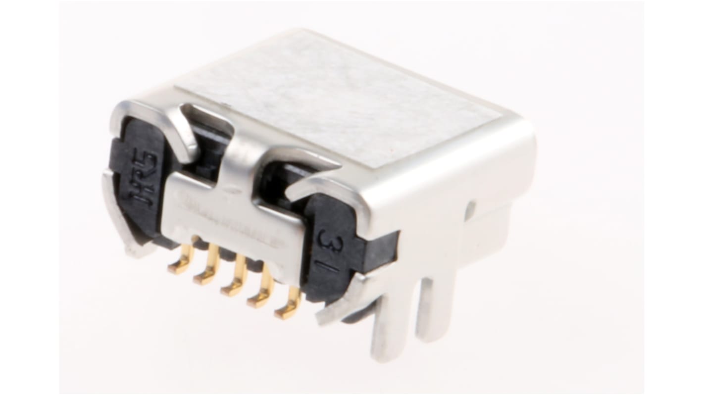Conector USB Hirose UX60SC-MB-5S8(80), Hembra, Ángulo de 90° , Montaje en orificio pasante, Versión 2.0, 30,0 V., 1.0A,