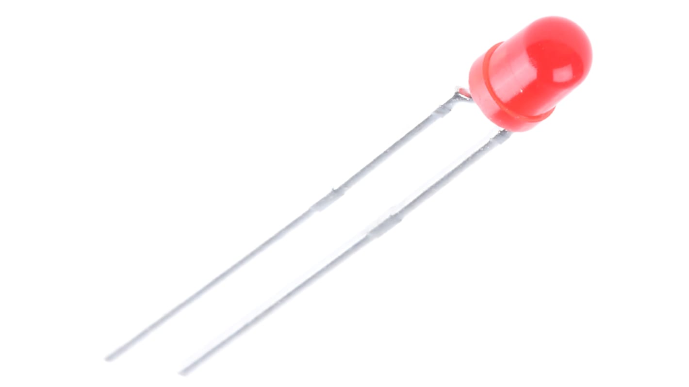 LED Vishay, Rojo, 630 nm, Vf= 2,6 V, mont. pasante, encapsulado 3 mm (T-1)