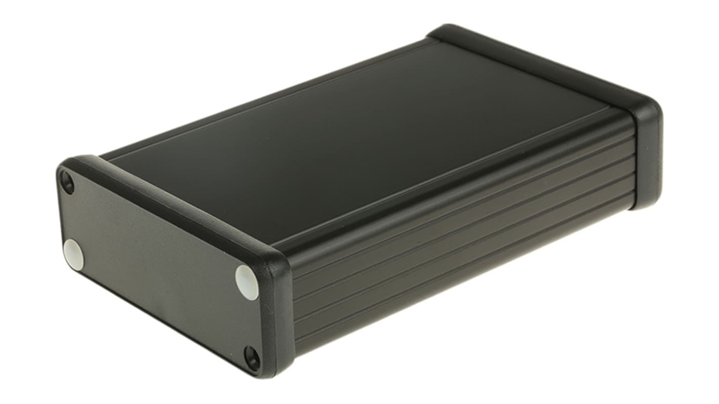 Hammond 1455 Series Black Aluminium Enclosure, IP54, Flanged, Black Lid, 120 x 78 x 27mm