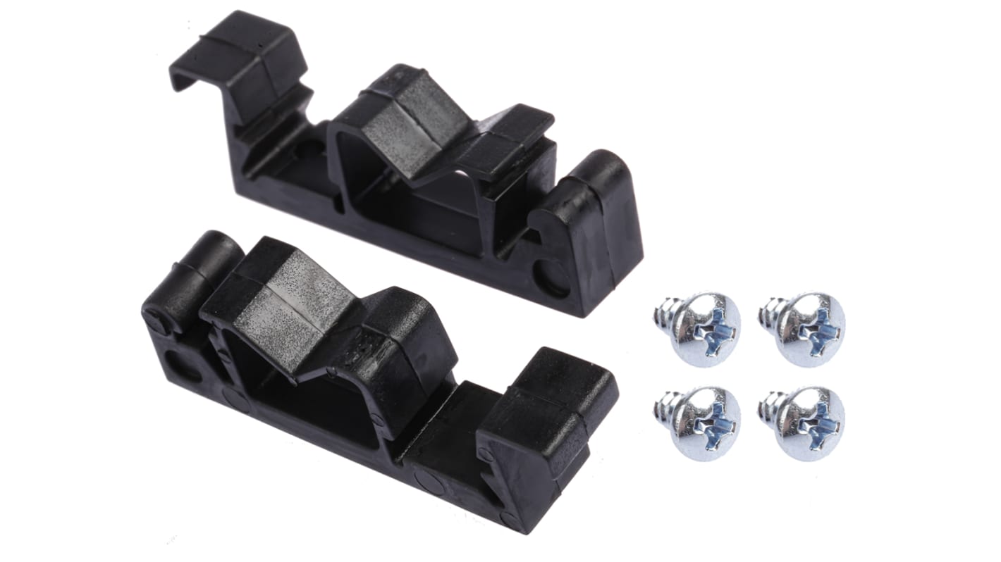 Abrazaderas para Carril DIN Hammond serie 1427 de Nylon de color Negro, 46 x 10 x 14mm, para usar con 35 mm DIN Rail