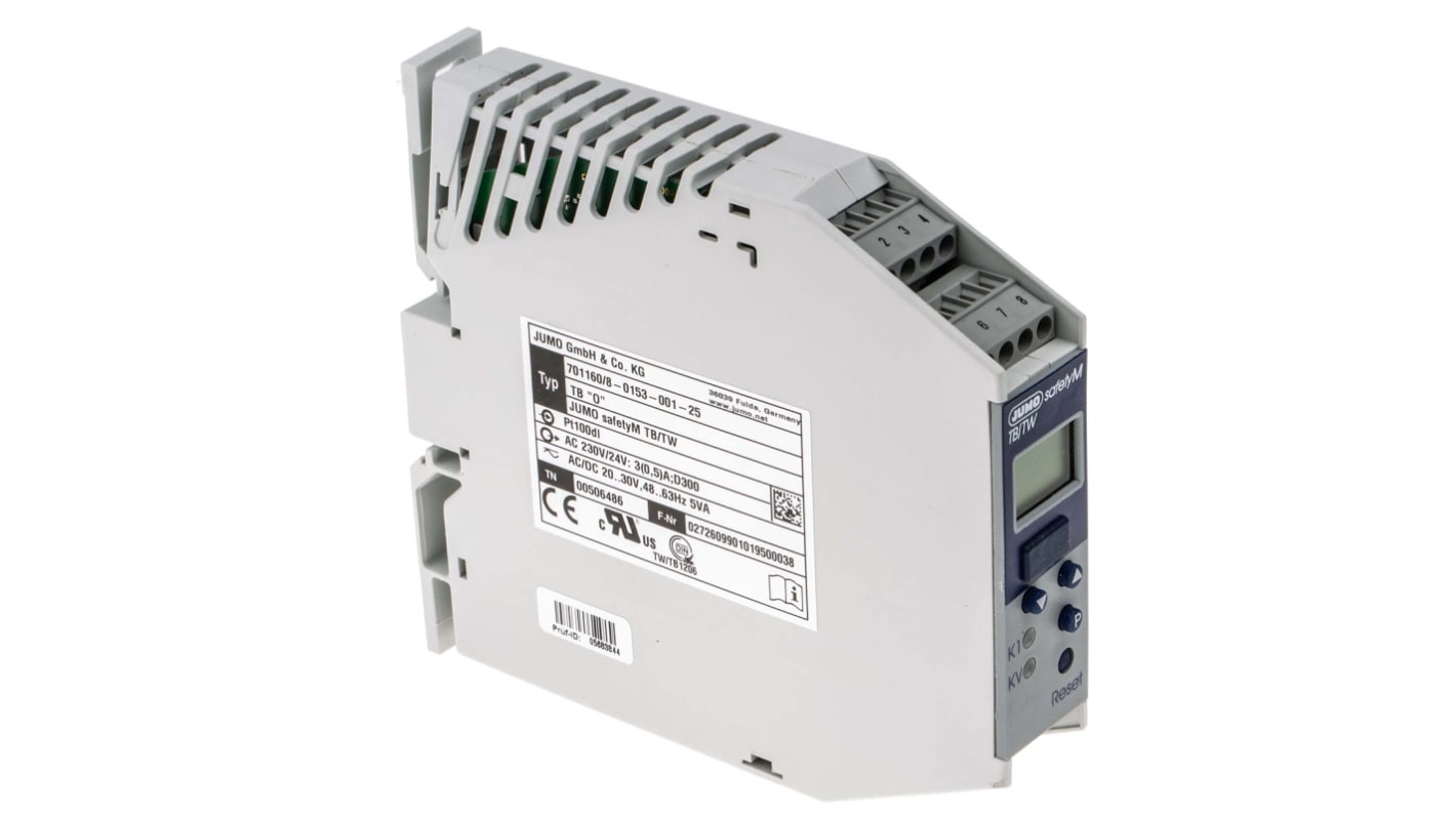 Jumo safetyM TB/TW Sicherheitstemperaturbegrenzer, 2 x Relais Ausgang/ PT100 Eingang, 20→ 30 V ac/dc