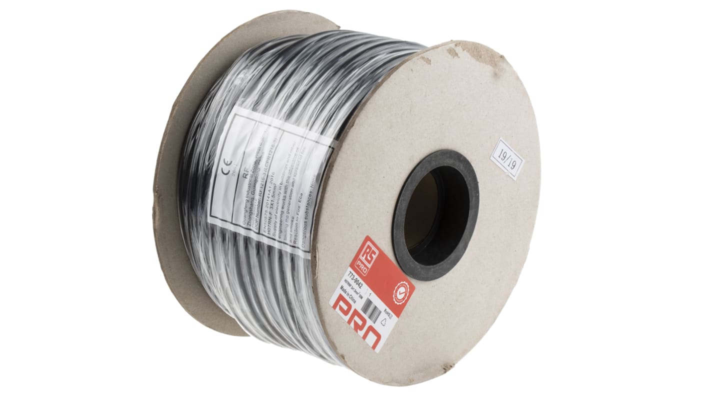 RS PRO 3 Core Power Cable, 1.5 mm², 50m, Black CPE Sheath, 18 A, 450 V, 750 V
