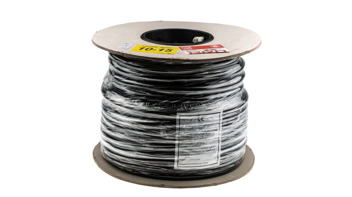 Câbles d'alimentation RS PRO 4G2,5 mm², 50m Noir, Retardant à la flamme