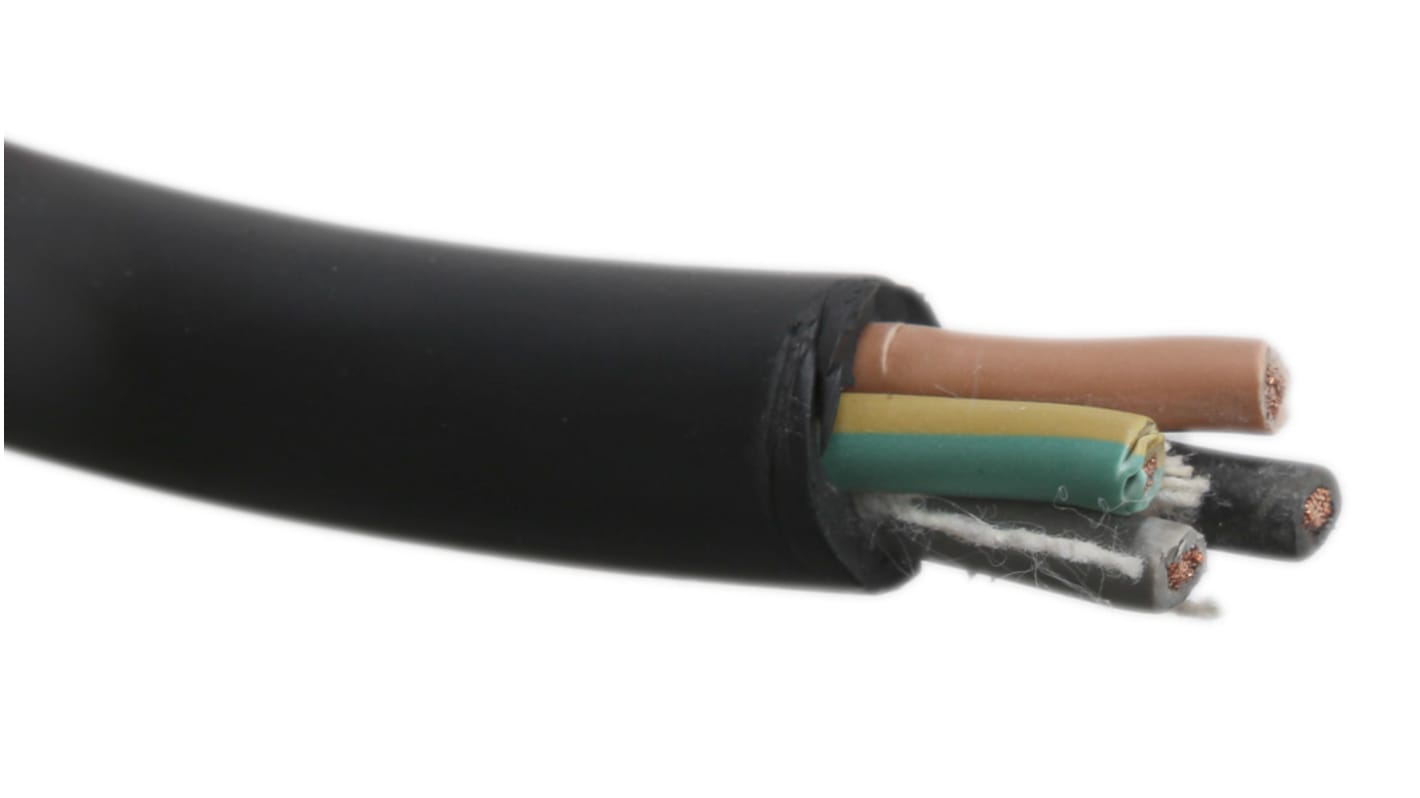 Cable de alimentación H07RN-F RS PRO de 4 núcleos, 4 mm², Ø ext. 15.2mm, long. 50m, 450 V, 750 V / 36 A, funda de CPE,