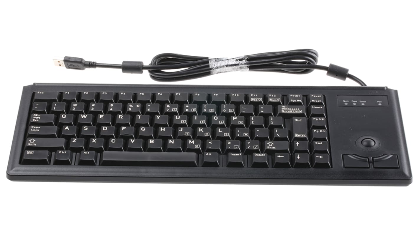 Teclado Cherry, , Con cable, Negro, USB, Compacto, QWERTY (EE.UU.)