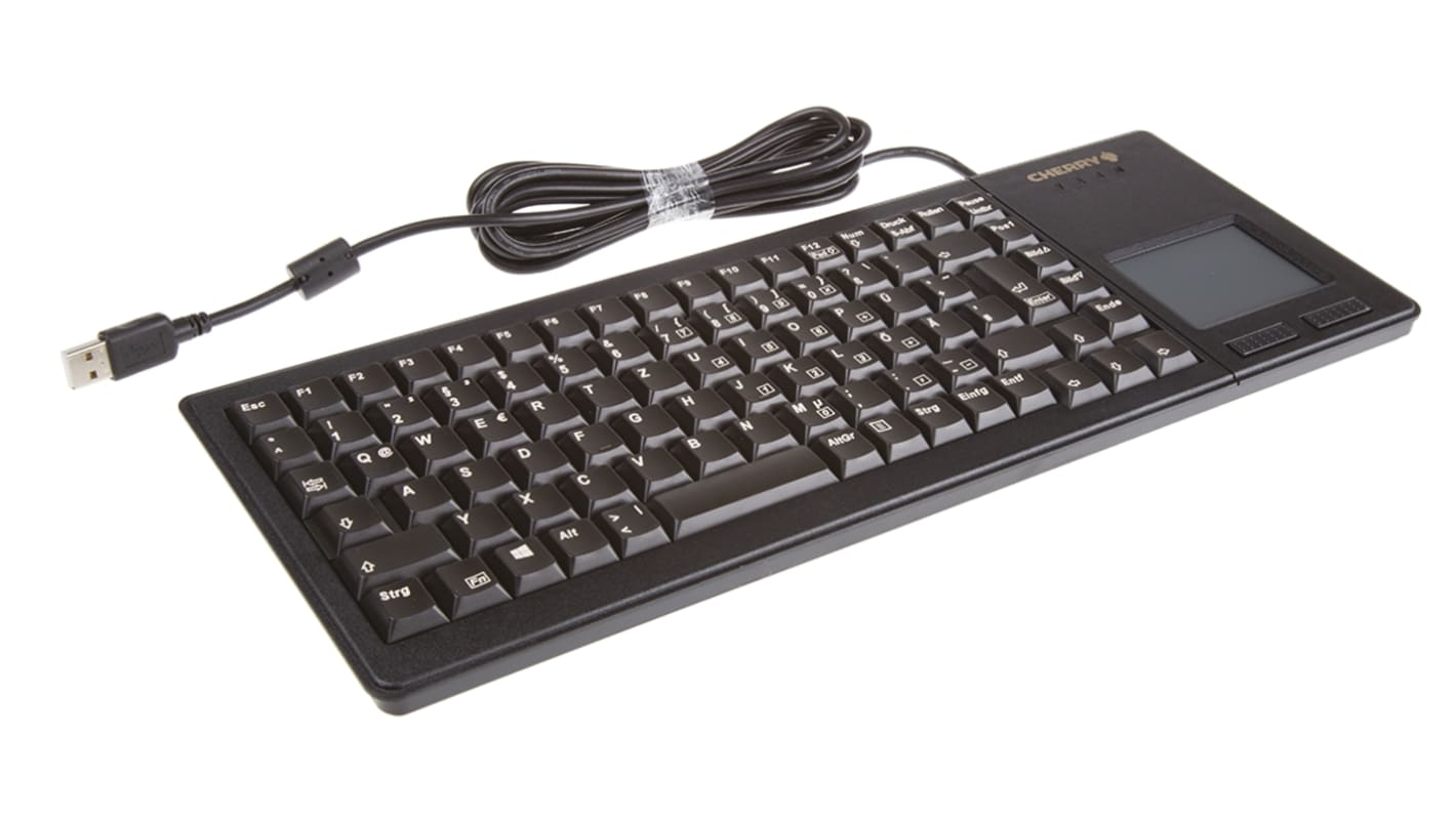 CHERRY Wired USB Compact Touchpad Keyboard, QWERTZ, Black