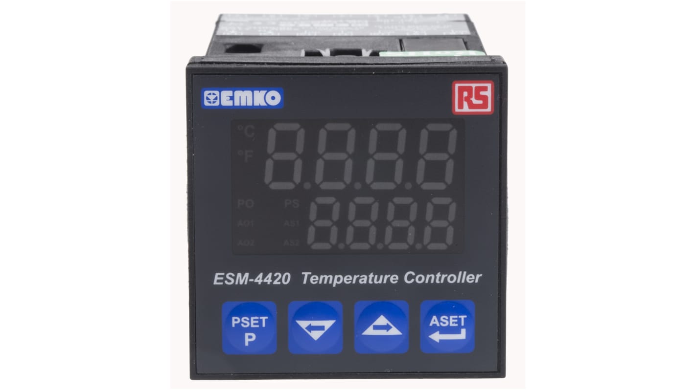 RS PRO 1/16 DIN Rail PID Temperature Controller, 48 x 48mm, 3 Output Relay, 230 V ac Supply Voltage ON/OFF, PID