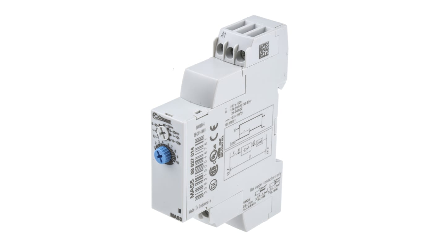 Crouzet 24 → 240V ac/dc Timer Relay, 1 timerfunktion DIN-skinne