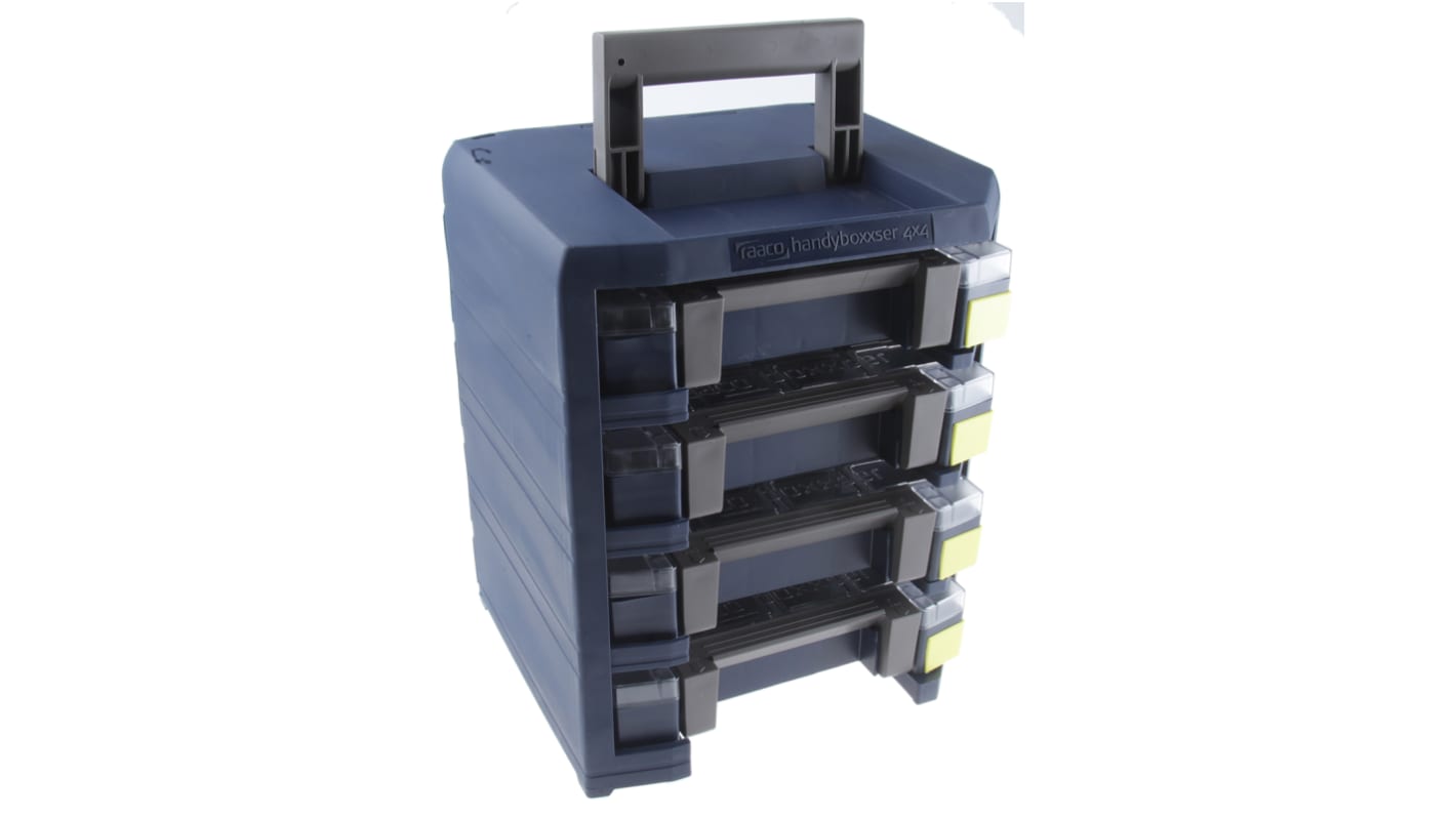 Raaco HandyBoxxser 4x4x4 Kleinteilebox Blau, 4 Fächer, 342mm x 290mm x 247mm