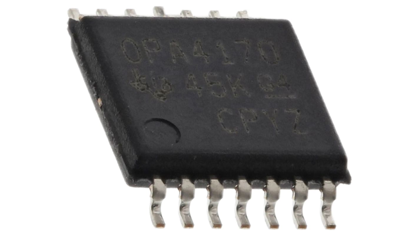 Texas Instruments オペアンプ, 表面実装, 4回路, ±2電源, 単一電源, OPA4170AIPW