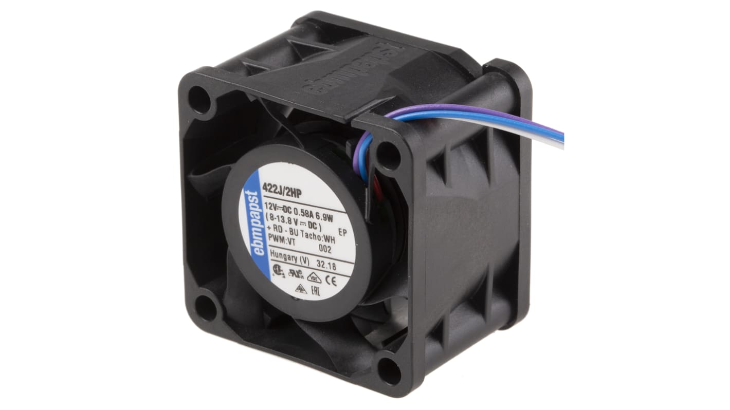 ebm-papst 420 J DC-Axiallüfter, 12 V dc / 7.9W, 40 x 40 x 28mm, 17250U/min, 38m³/h