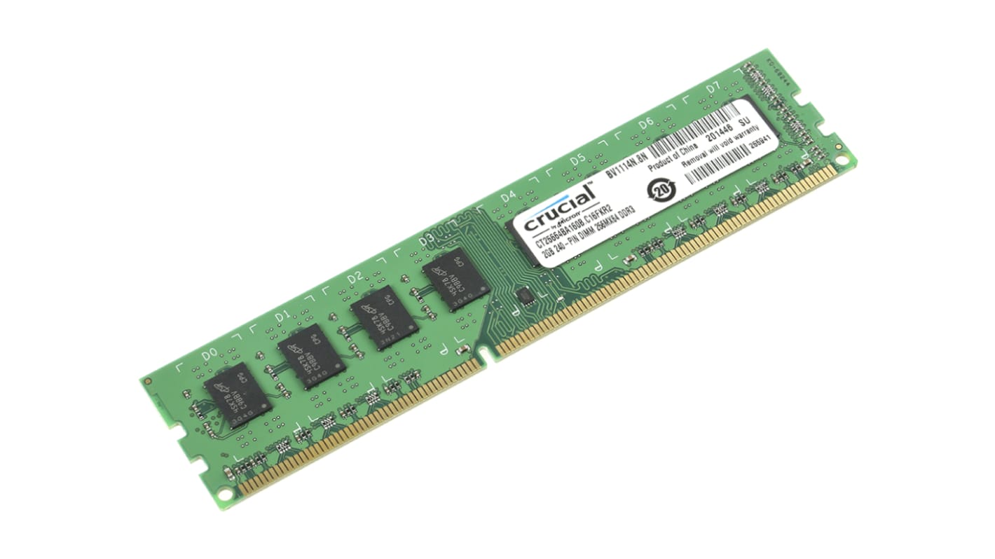 Crucial Arbeitsspeicher für Desktop, 2 GB, 1600MHz DDR3 DIMM PC3-12800