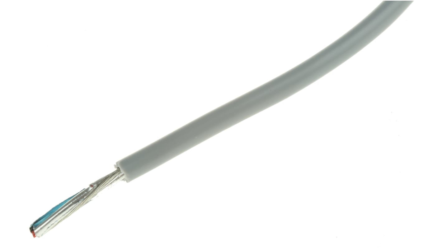 Cable Industrial Multipar Cable MPOS RS PRO, 1 par, 0,2 mm², 24 AWG, long. 100m, Ø ext. 4mm, funda de PVC Gris