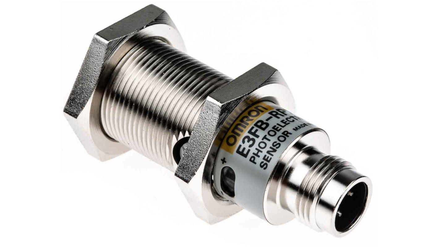 Omron E3F zylindrisch Optischer Sensor, Reflektierend, Bereich 100 mm → 4 m, PNP Ausgang, 4-poliger