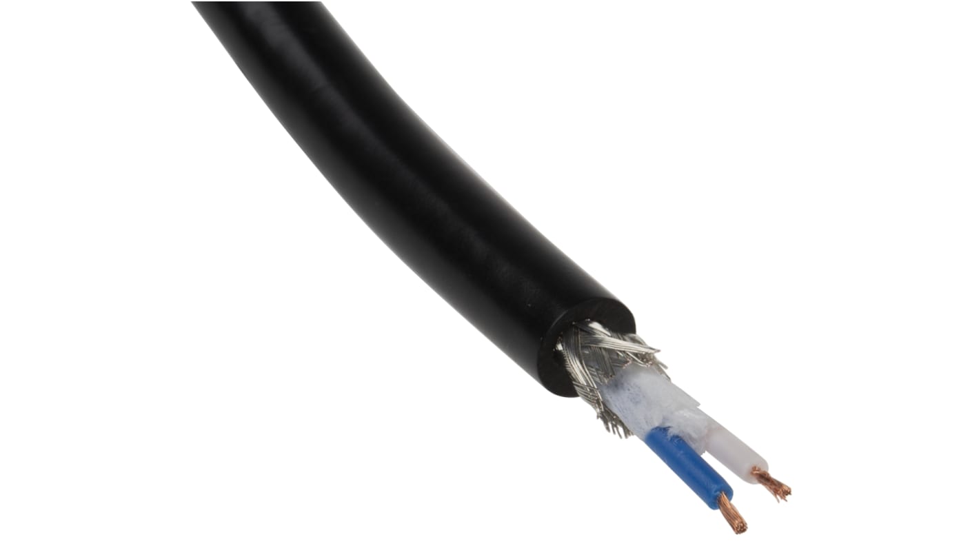 RS PRO Multicore Data Cable, 1 Pairs, 23 AWG, 100m, Black Sheath