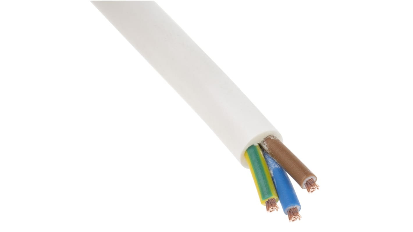 Cable de alimentación 2183Y H03VV-F RS PRO de 3 núcleos, 0,75 mm², Ø ext. 5.97mm, long. 100m, 300 V / 6 A, funda de