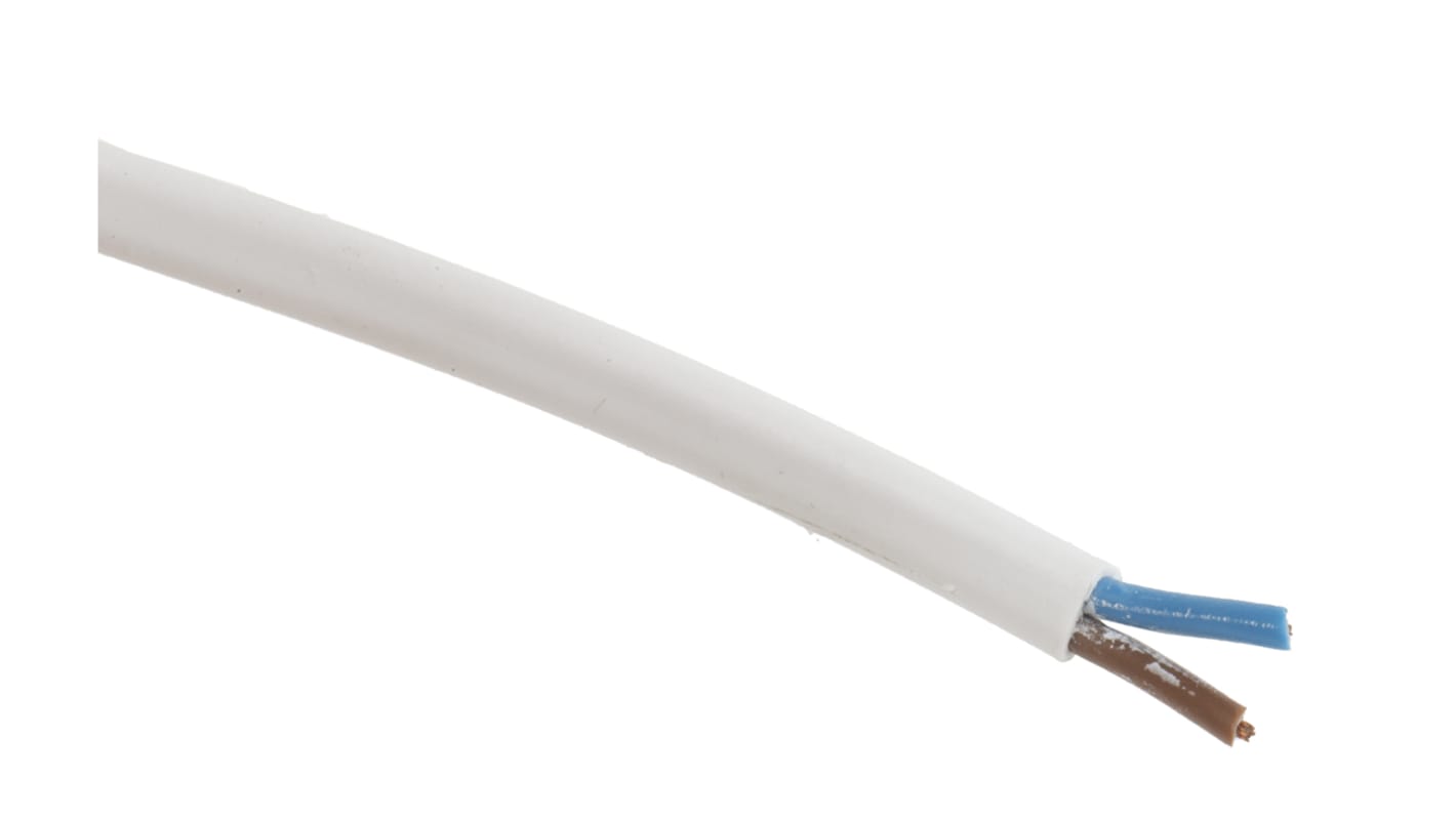 RS PRO 2 Core Power Cable, 0.5 mm², 100m, White PVC Sheath, 2192Y, 3 A, 300 V