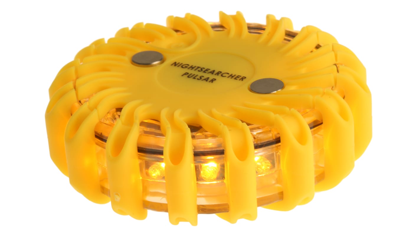 Nightsearcher Pulsar Series Yellow Multiple Effect Beacon, 3.7 V, Base Mount, LED Bulb