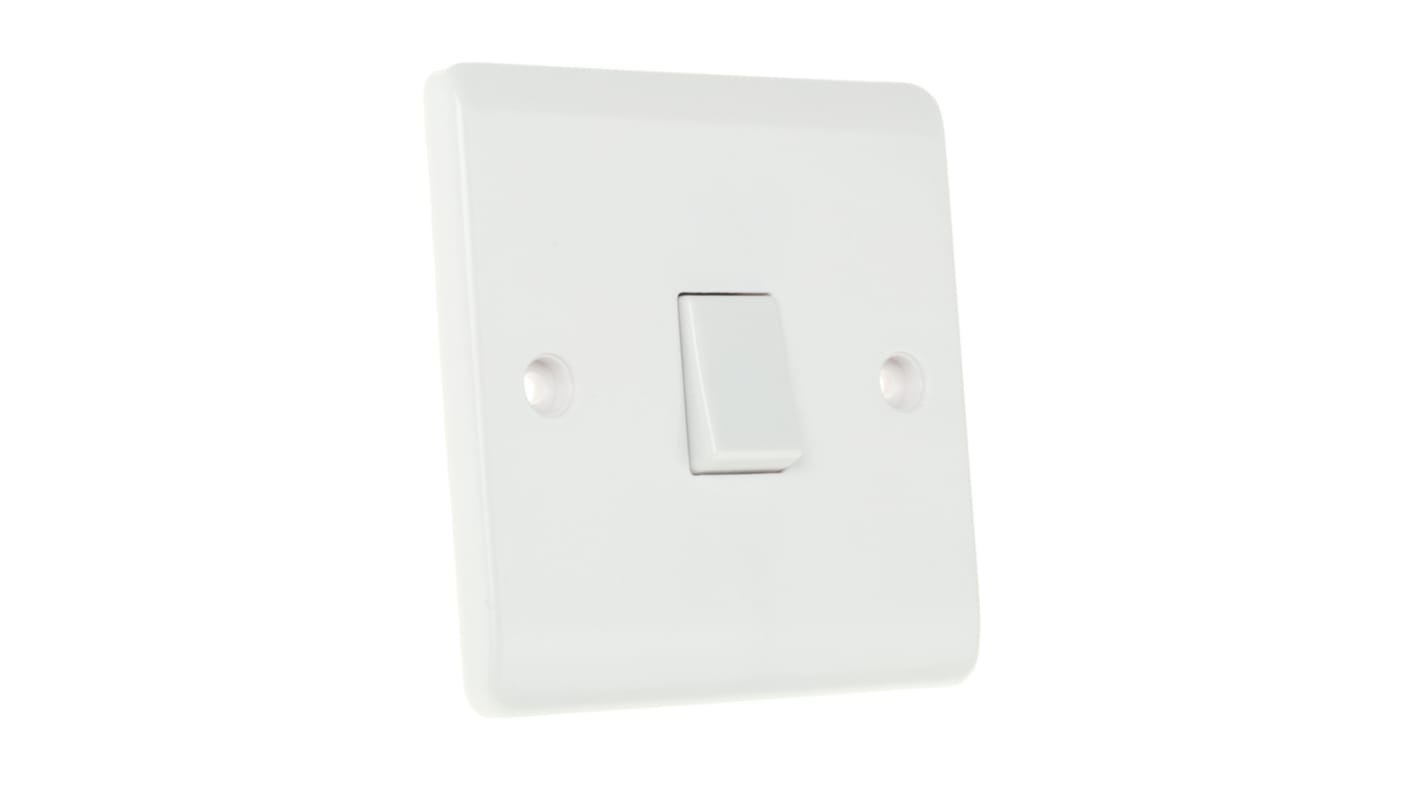 Interruttore luce RS PRO, tipo: Interruttore a bilanciere, 10A, 250V, 2  vie, Colore bianco, IP20, Urea-formaldeide RS