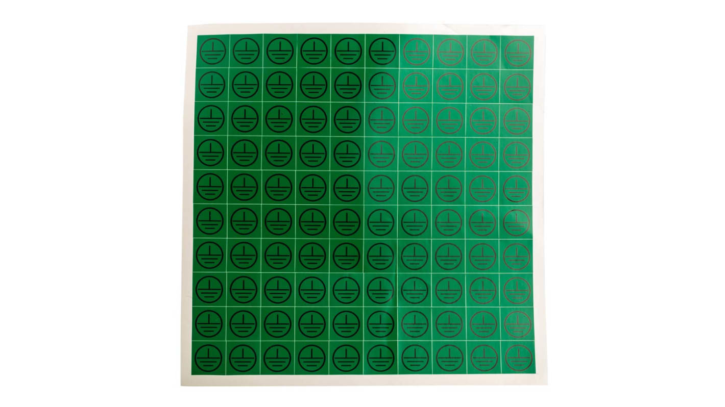 RS PRO Black/Green Vinyl Safety Labels, Symbol-Text 25 mm x 25mm