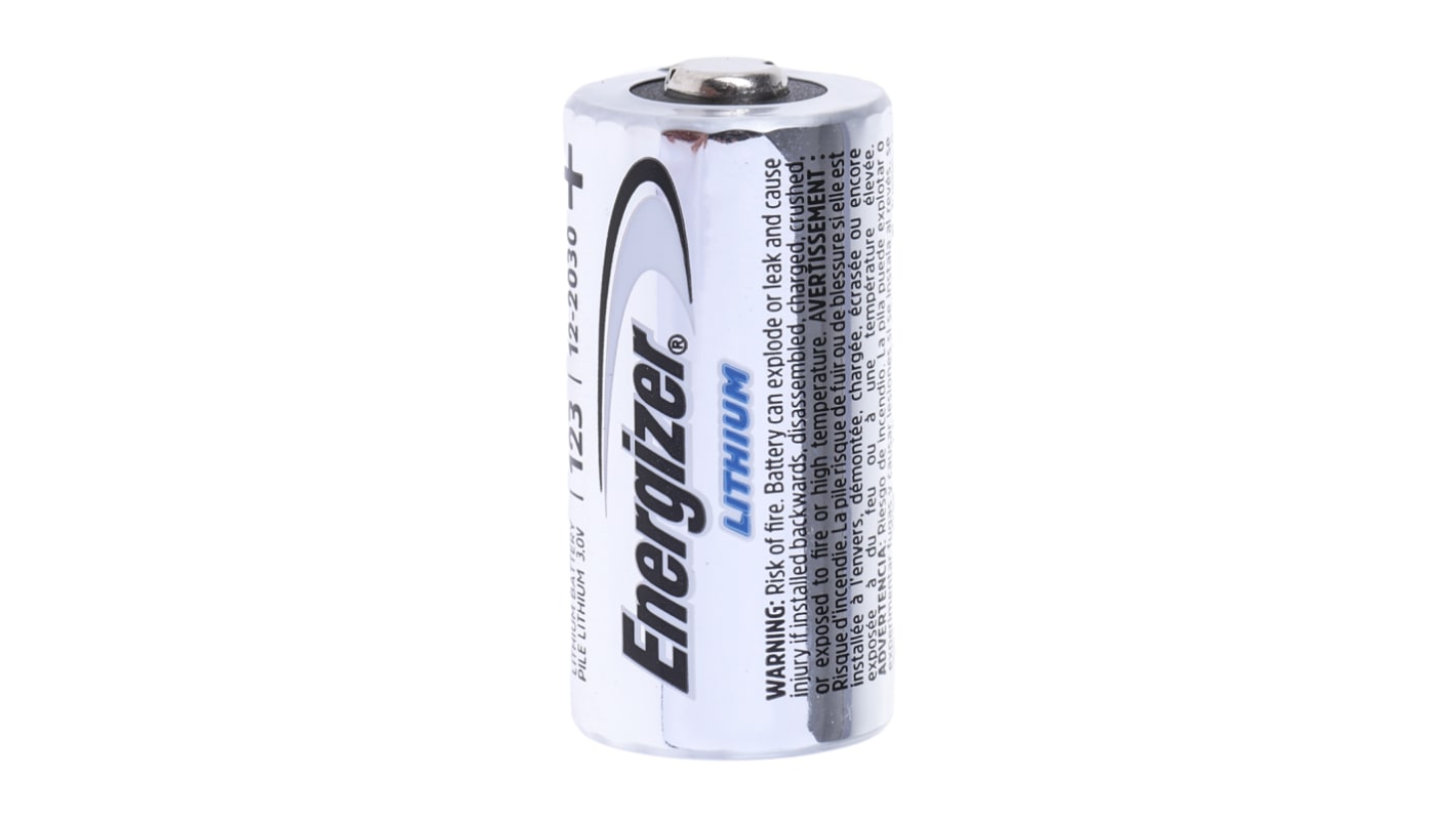 Pile CR123A, 3V, Energizer, Lithium Manganèse Dioxyde, 1500mAh