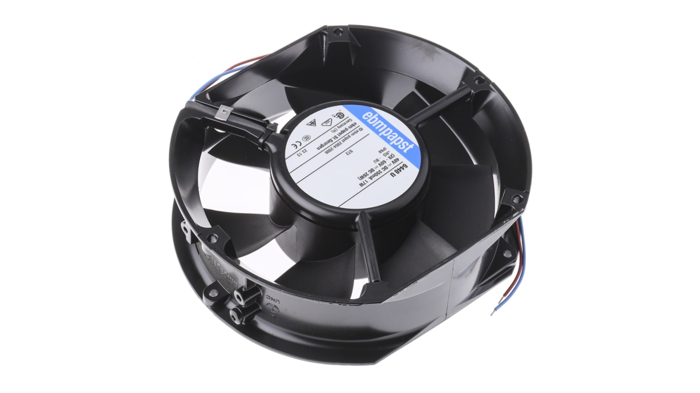 ebm-papst 6400 Series Axial Fan, 48 V dc, DC Operation, 410m³/h, 17W, IP68, 150 x 172 x 51mm