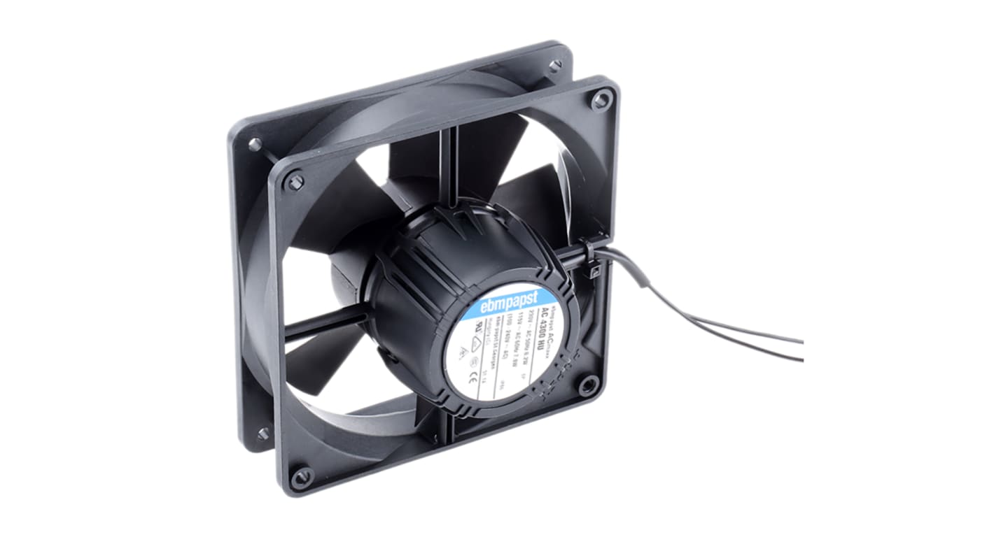 ebm-papst AC 4300 Series Axial Fan, 85 → 265 V ac, AC Operation, 204m³/h, 12W, IP65, 119 x 119 x 32mm