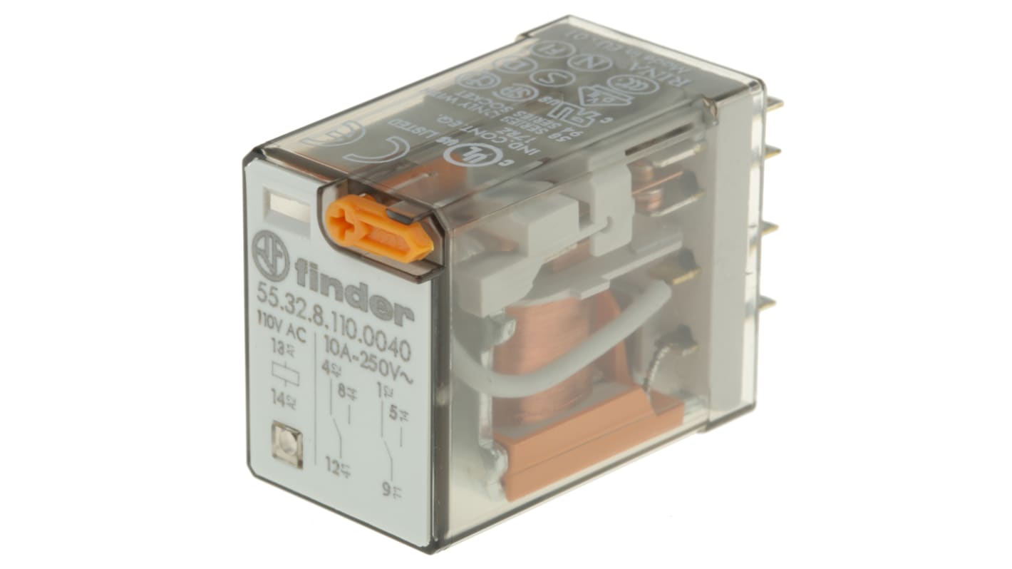 55.32.8.110.0040 Finder Plug In Power Relay, 110V ac Coil, 10A