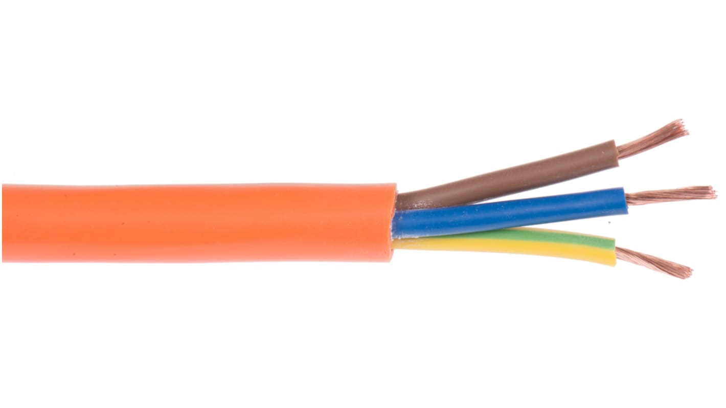 RS Pro BS 3183Y AG 3 Core Orange Arctic Grade 3183A Stranded PVC Multicore Mains Power Cable, 1.5 mm² CSA 100m