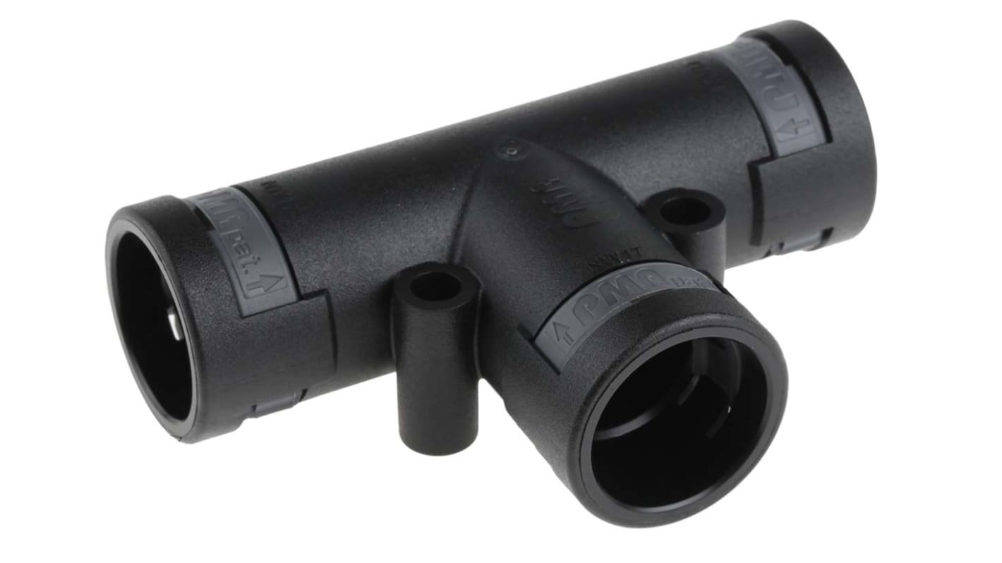 PMA T Piece, Conduit Fitting, NW17 x 3 Nominal Size, PA 6, Black