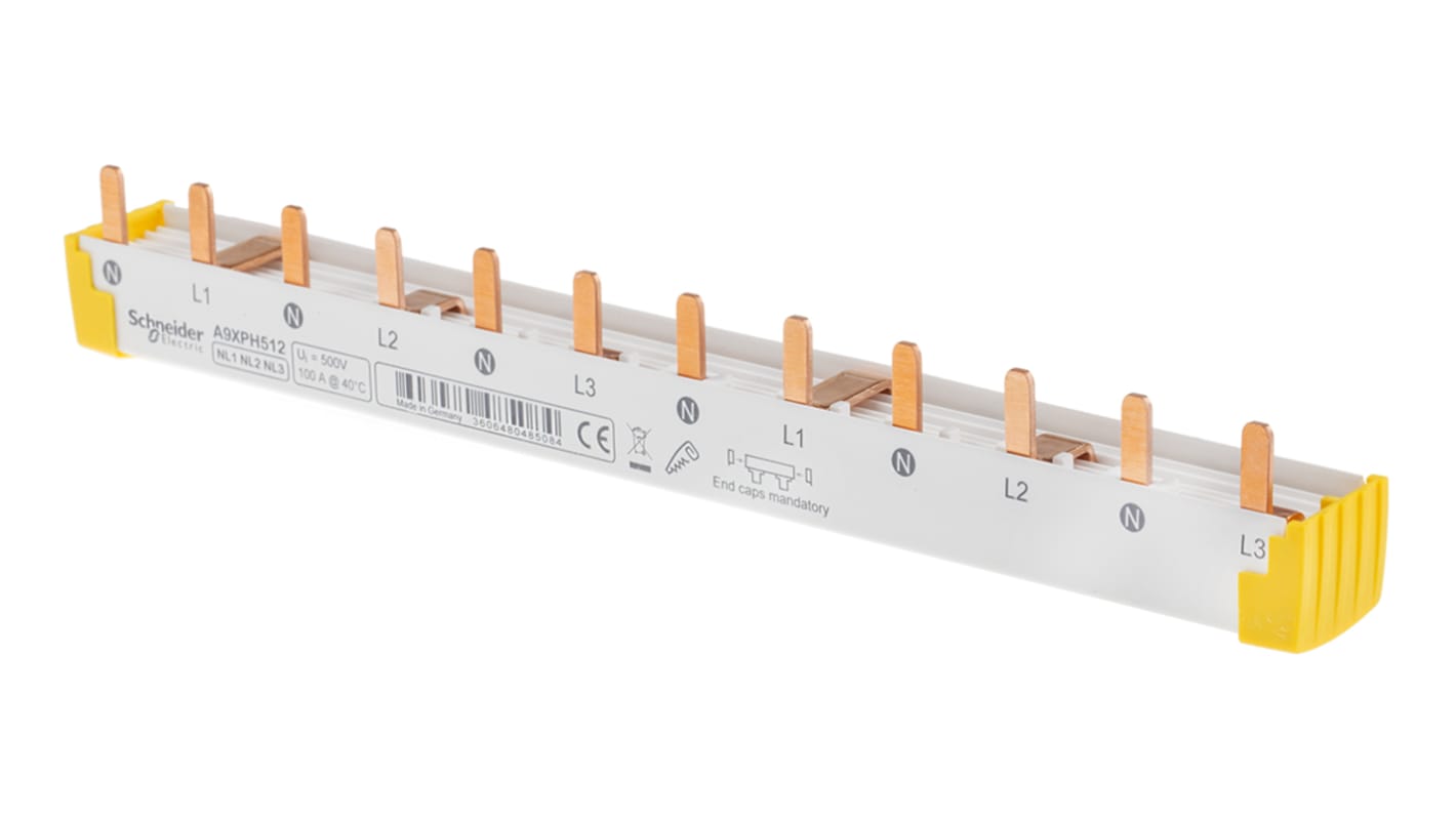 Schneider Electric iC60 Sammelschiene, 4 -phasig, 415V ac 100A, 18mm Raster, Acti 9 Reihe