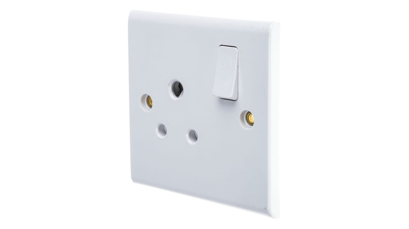 Deta 1 Gang Plug Socket, 2 Poles, 5A, Indoor Use