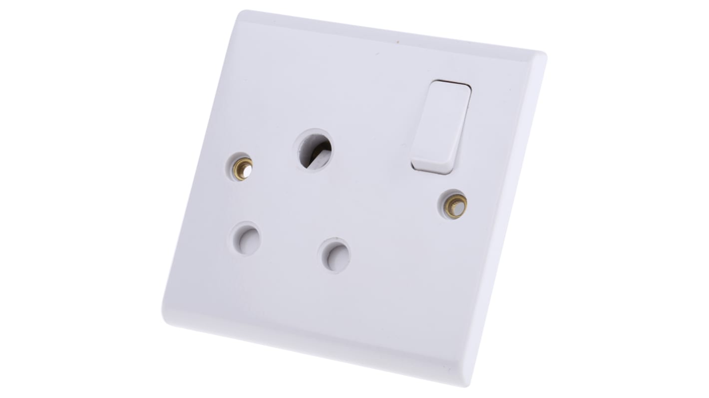 Deta 1 Gang Electrical Socket, 2 Poles, 15A, Indoor Use