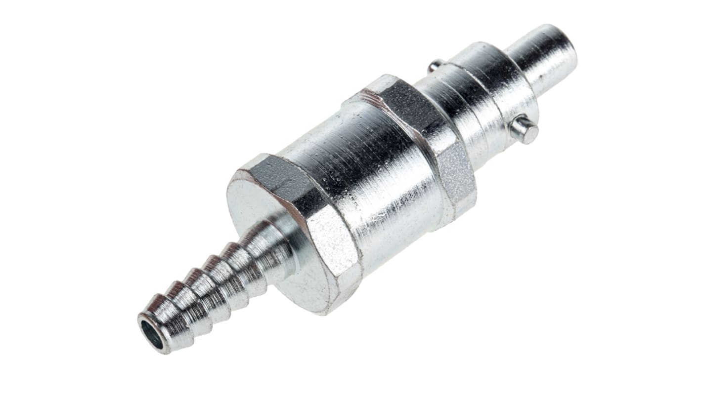 RS PRO Steel Male Pneumatic Quick Connect Coupling, G 1/4 Male 6.35mm Hose Barb