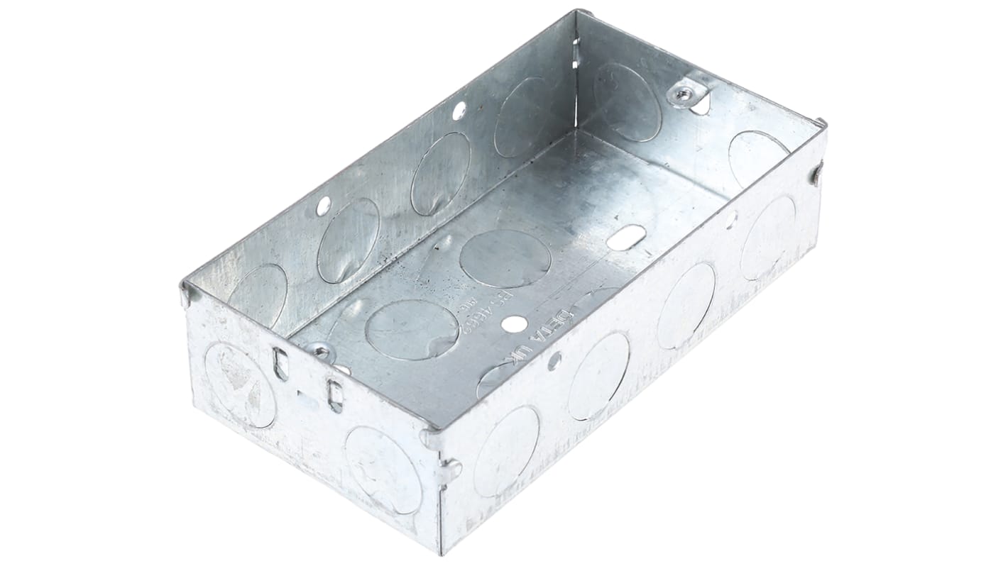 Scatola posteriore Deta DB165B serie Metal Boxes, 2 moduli, Metallo, Argento