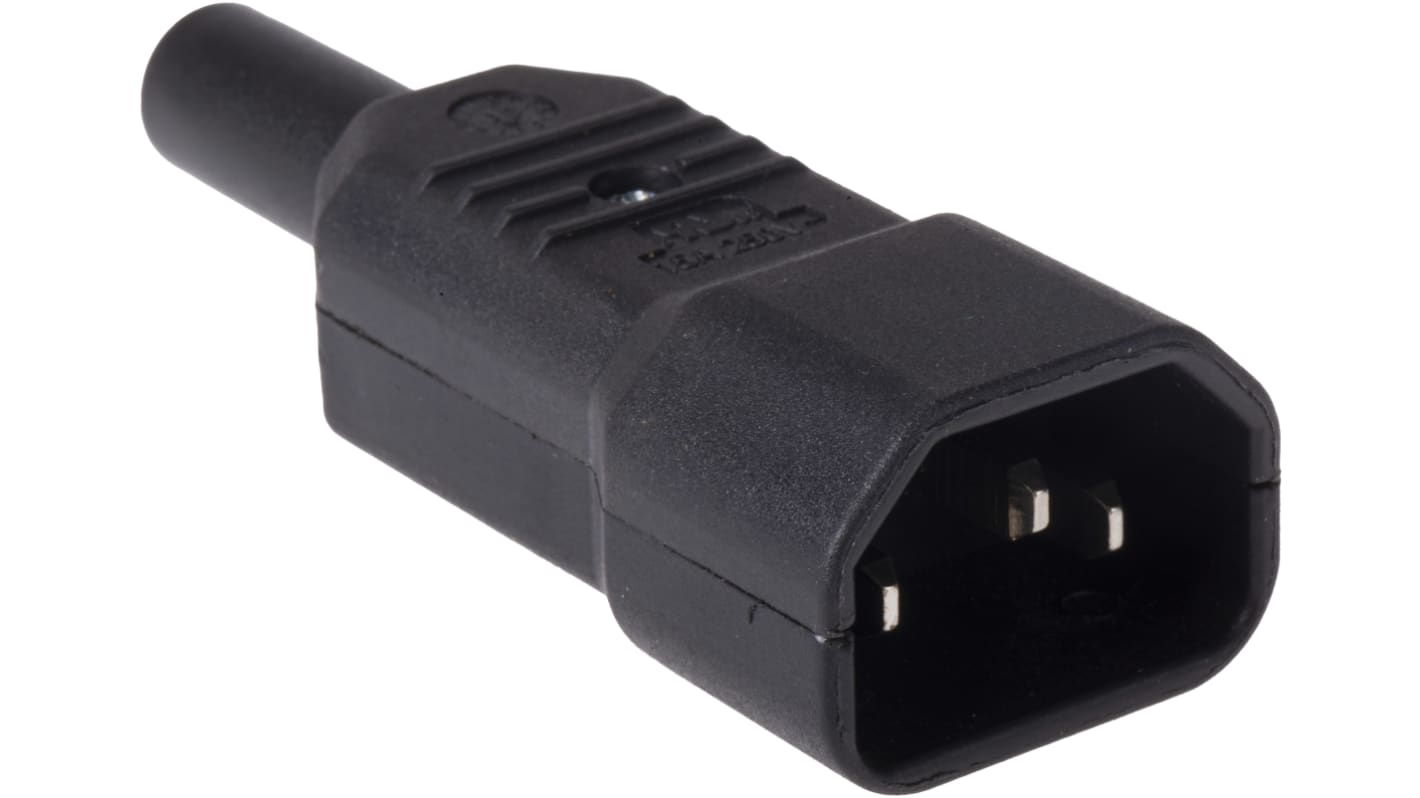 Conector IEC C14 macho RS PRO, Recto, Montaje de Cable, 250 V, 10A, , con interruptor